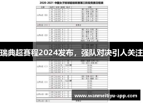 瑞典超赛程2024发布，强队对决引人关注